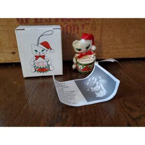 FANCY FEAST Russ Berrie Cat Ornament In Box With Drum 1991